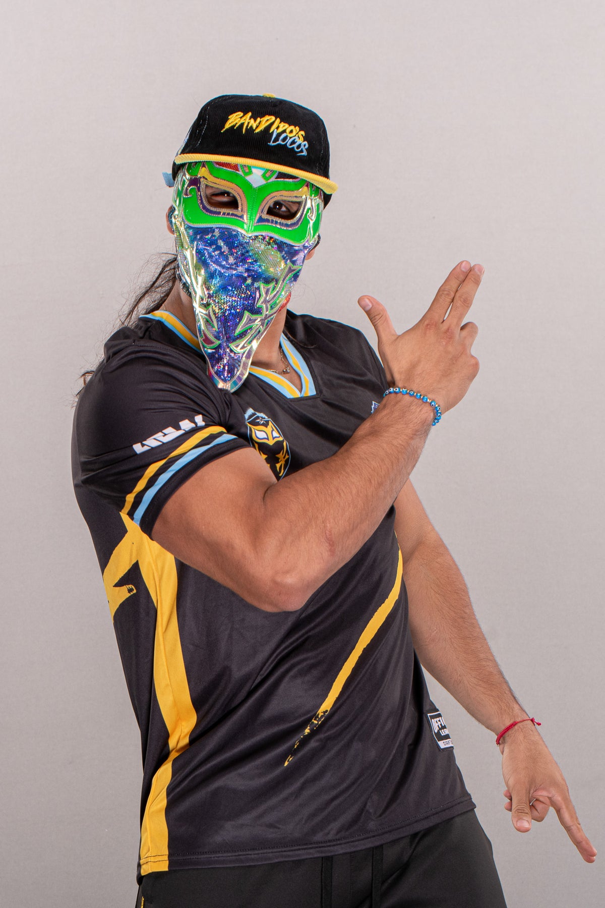 Bandido wearing the Locos Cord hat from his El Paso Locomotive collection
