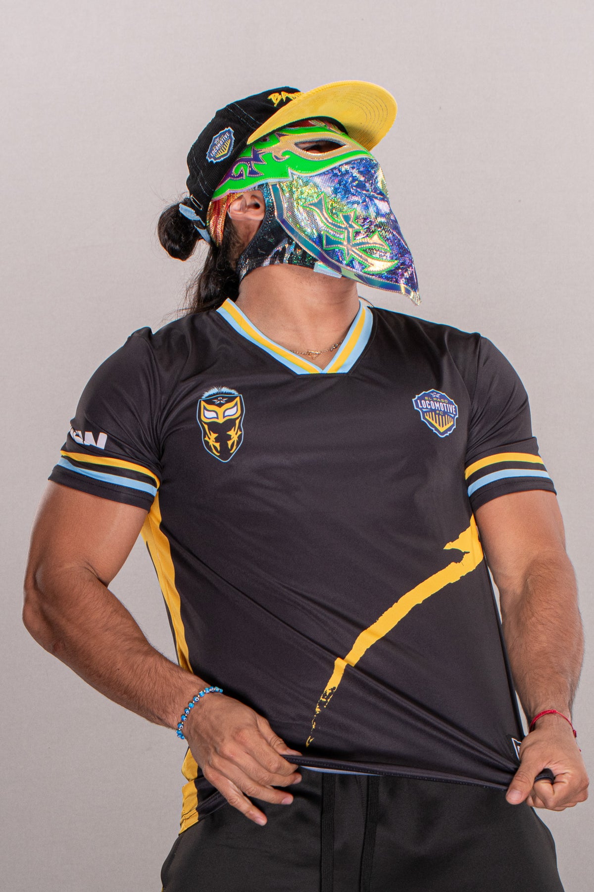Bandido wearing the Locos Lightning Jersey