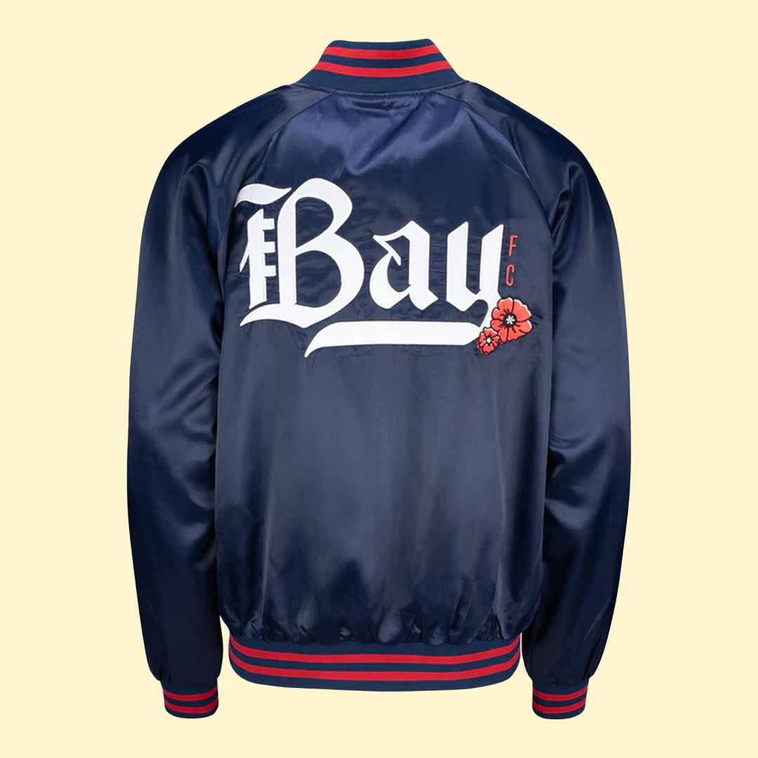 [ bay fc ] navy satin poppy jacket