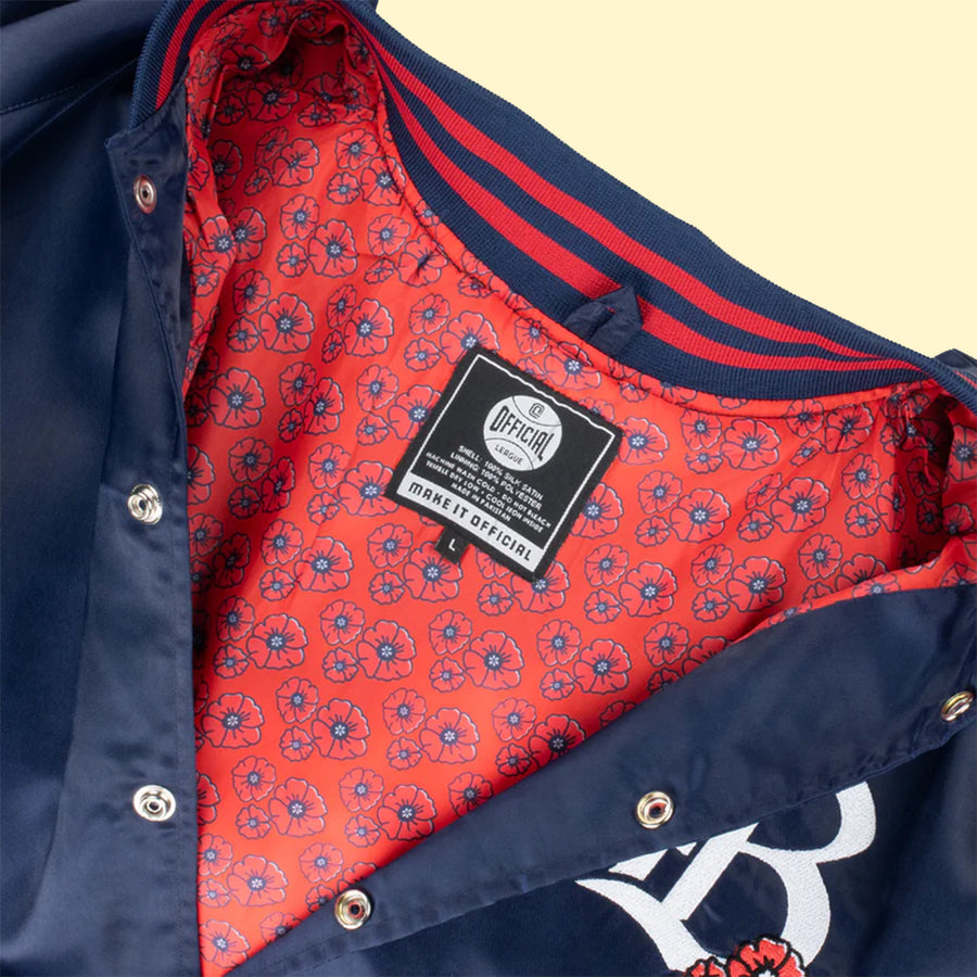 [ bay fc ] navy satin poppy jacket