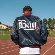 [ bay fc ] navy satin poppy jacket