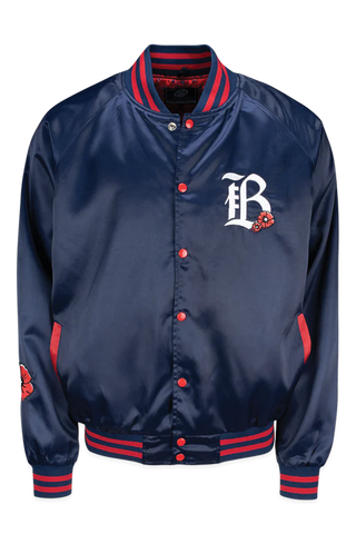 [ Bay FC ] Navy Satin Poppy Jacket