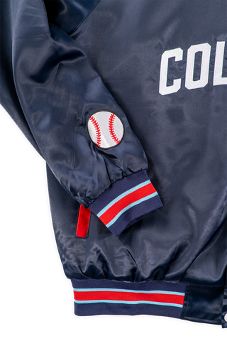 Caamp x Columbus Clippers Heart of Ohio Revival Satin sleeve detail