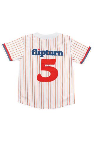 [ Flipturn x Jacksonville Jumbo Shrimp ] Pinstripe White Jersey
