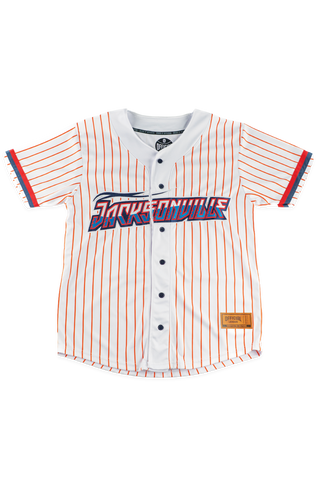 [ Flipturn x Jacksonville Jumbo Shrimp ] Pinstripe White Jersey