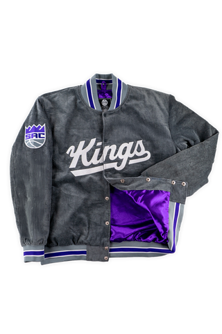 Sacramento Kings Courtside Vintage Corduroy Jacket open front and satin lining