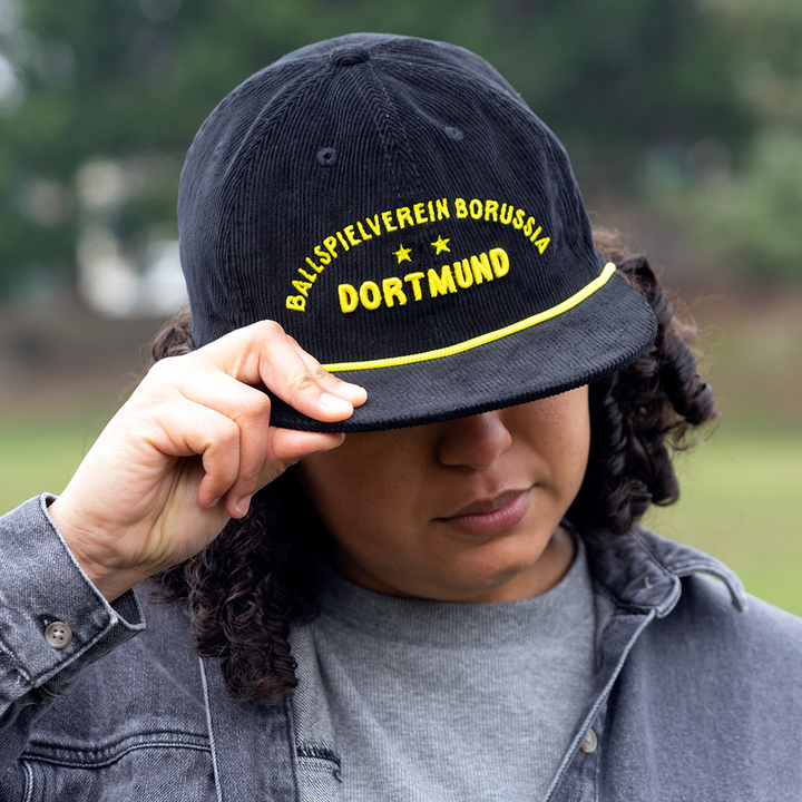 Men's Black/Yellow Borussia Dortmund Terrain Reversible Adjustable Bucket Hat Size: Small/Medium
